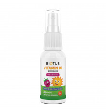 Витамин D3, Vitamin D3, Biotus, спрей для детей, вкус малины, 200 МЕ/5 мкг, 30 мл