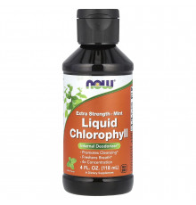 Хлорофилл жидкий, Liquid Chlorophyll, NOW Foods, экстра-сила, вкус мяты, 118 мл