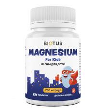 Магний для детей, Magnesium For Kid's, Biotus, 250 мг, 60 таблеток
