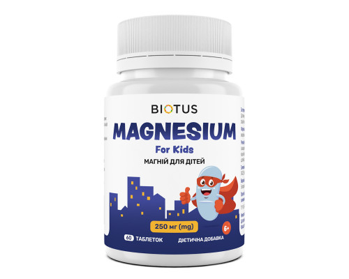 Магній для дітей, Magnesium For Kid's, Biotus, 250 мг, 60 таблеток