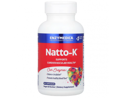Наттокіназа, Natto-K, Enzymedica, серцево-судинна, 90 капсул