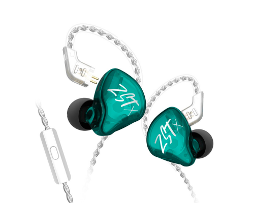 Навушники KZ ZST X з мікрофоном cyan