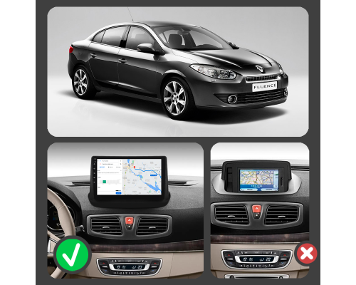 Штатная магнитола Lesko для Renault Fluence I 2009-2013 экран 9" 2/32Gb 4G Wi-Fi GPS Top