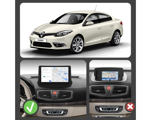 Штатная магнитола Lesko для Renault Fluence I Рестайлинг 2012-2017 экран 9" 1/16Gb Wi-Fi GPS Base