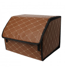 Автомобильный органайзер ZWX-002 Brown-Gold компактный вместительный два отдела для хранения на липучке с ручкой  65*30*30 см