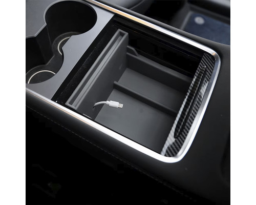 Автомобильный органайзер центральной консоли Tesla Model 3 (TSL23021410) на 2 отделения пластиковый Black + Gray