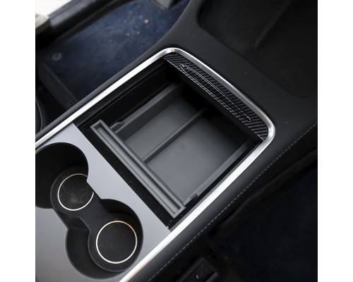 Автомобильный органайзер центральной консоли Tesla Model 3 (TSL23021410) на 2 отделения пластиковый Black + Gray