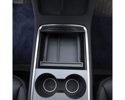 Автомобильный органайзер центральной консоли Tesla Model 3 (TSL23021410) на 2 отделения пластиковый Black + Gray