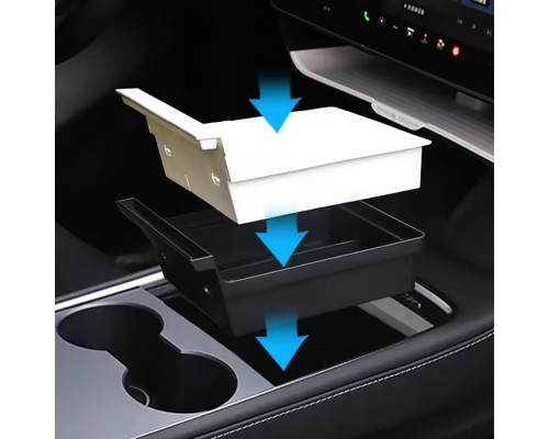 Автомобильный органайзер Tesla Model 3 (TSL23021411) центральной консоли на 2 отделения пластиковый Black + White