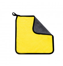 Двухстороннее микрофибровое полотенце для сушки кузова авто Yellow + Gray 30*30 см
