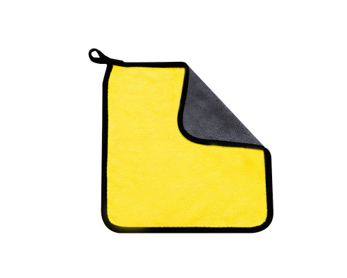 Двухстороннее микрофибровое полотенце для сушки кузова авто Yellow + Gray 30*30 см