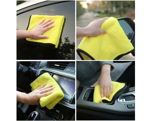 Двухстороннее микрофибровое полотенце для сушки кузова авто Yellow + Gray 30*60 см