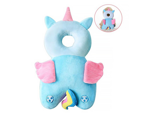 Детская защитная подушка - рюкзак Tochang для защиты головы при падении подголовник Единорог