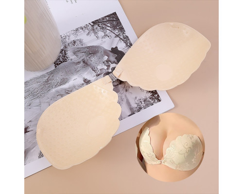 Бюстгальтер-невидимка Fly Bra G00D89 с эффектом Рush Up без бретелей кружевной лиф Бежевый D