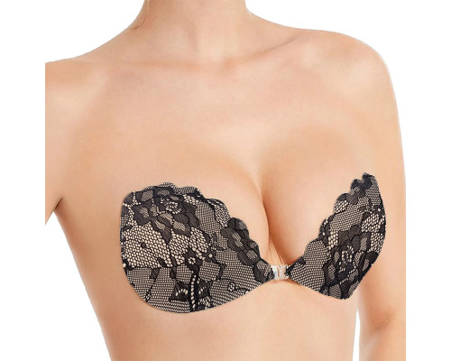 Бюстгальтер-невидимка Fly Bra G00D89 с эффектом Рush Up без бретелей кружевной лиф Черный D