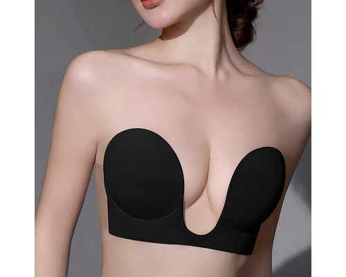 Бюстгальтер силиконовый с глубоким U-образным вырезом самоклеящийся Черный C