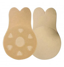 Наклейки на грудь TR-1 с ушками для подтягивания груди многоразовые силиконовые Бежевые 13 см