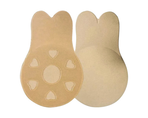 Наклейки на грудь TR-1 с ушками для подтягивания груди многоразовые силиконовые Бежевые 13 см