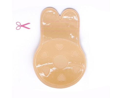 Наклейки на грудь TR-1 с ушками для подтягивания груди многоразовые силиконовые Бежевые 9,5 см