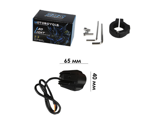 Светодиодная фара DXZ M-MINI-N-S1 moto противотуманная на дугу мотоцикла White+Yellow Дуговой кронштейн