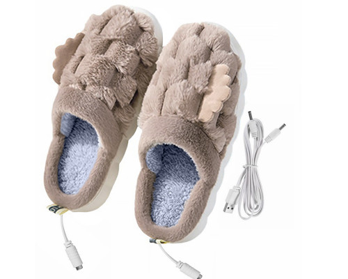 Домашние комнатные тапочки с подогревом A-232 USB c крыльями Beige