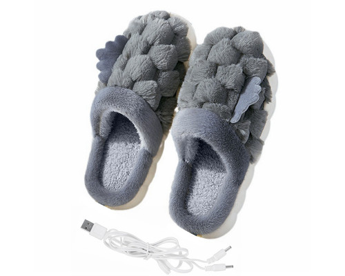 Домашние комнатные тапочки с подогревом A-232 USB c крыльями Gray