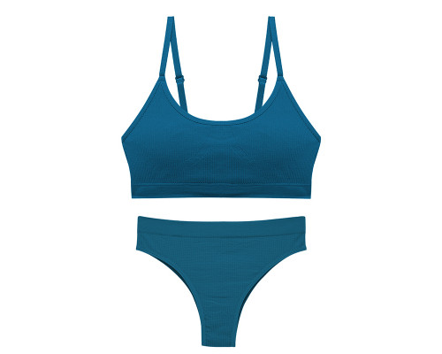 Бесшовный комплект женского белья в рубчик трусы и топ 0202# Туркус L 80 ABC