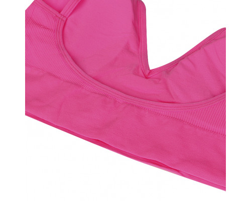 Бесшовный комплект женского белья в рубчик трусы и топ 1608# Розовый электрик M 70/75 ABC