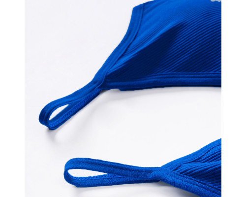 Бесшовный комплект женского белья в рубчик трусы и топ 1608# Синий L 80 ABC