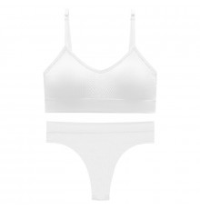 Бесшовный комплект женского белья в текстуре косичка трусы и топ 6608# Белый L