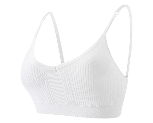 Бесшовный комплект женского белья в текстуре косичка трусы и топ 6608# Белый M