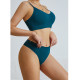 Бесшовный комплект женского белья в текстуре косичка трусы и топ 6608# Изумрудный M