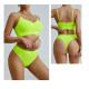 Бесшовный комплект женского белья в текстуре косичка трусы и топ 6608# Яркий Лайм M