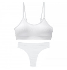 Бесшовный комплект женского белья в рубчик трусы и топ 6618# Белый XL 85 ABC