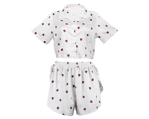 Женский комплект для дома и сна 2S5247B рубашка и шорты женская пижама белая с сердечками S