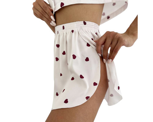 Женский комплект для дома и сна 2S5247B рубашка и шорты женская пижама белая с сердечками S