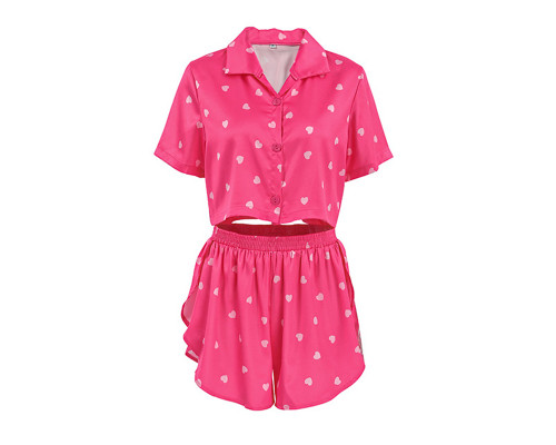 Женский комплект для дома и сна 2S5247B рубашка и шорты женская пижама розовая с сердечками M