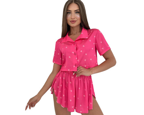 Женский комплект для дома и сна 2S5247B рубашка и шорты женская пижама розовая с сердечками M