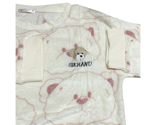 Комплект женской пижамы 301 Bear Pink рубашка с длинным рукавом и штанами теплая M