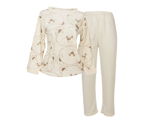 Комплект женской пижамы 305 Bear Brown рубашка с длинным рукавом и штанами фланелевая теплая M