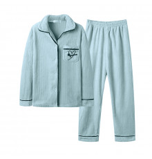 Комплект женской пижамы CK-507 Light Green рубашка с длинным рукавом и штанами теплая M