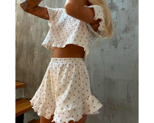 Женский комплект для дома и сна SM240426DHX6 футболка и шорты женская пижама белая с сердечками M