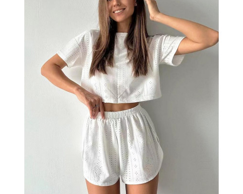 Женский комплект для дома и сна SM24107A футболка и шорты женская пижама White L