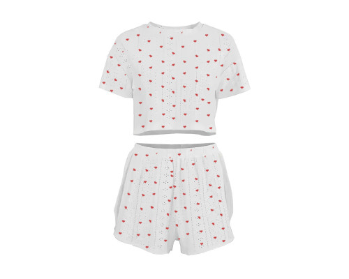 Женский комплект для дома и сна SM24107AYH футболка и шорты женская пижама белая с красными сердечками L