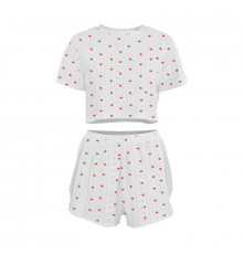 Женский комплект для дома и сна SM24107AYH футболка и шорты женская пижама белая с красными сердечками S