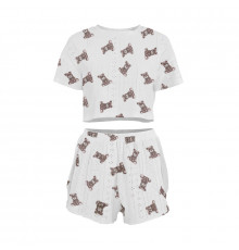 Женский комплект для дома и сна SM24107AYH футболка и шорты женская пижама белая с мишками S