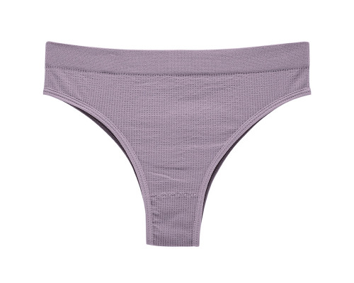 Женские бесшовные трусики бразилианы в рубчик A02# Лиловый XL