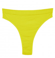 Женские бесшовные трусики стринги в рубчик A66# Неоновый Желтый L