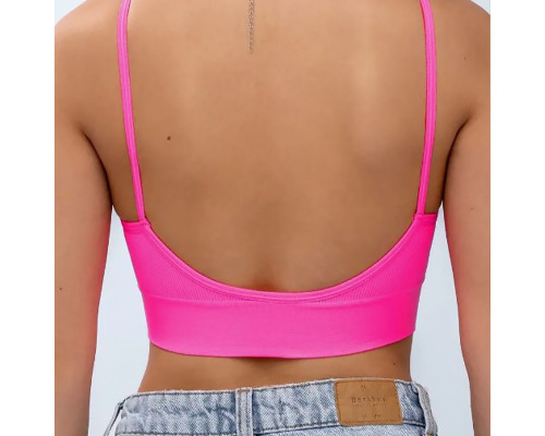 Топ женский в рубчик 08WX# с нерегулируемыми брителями съемные чашечки Розовый электрик L 80 ABC