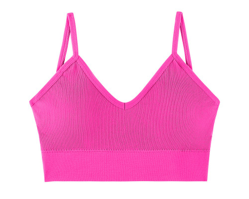 Топ женский в рубчик 08WX# с нерегулируемыми брителями съемные чашечки Розовый электрик XL 85 ABC